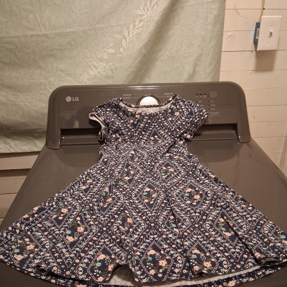 Place Navy and Pink Patterned Kids Dress - Picture 1 of 3